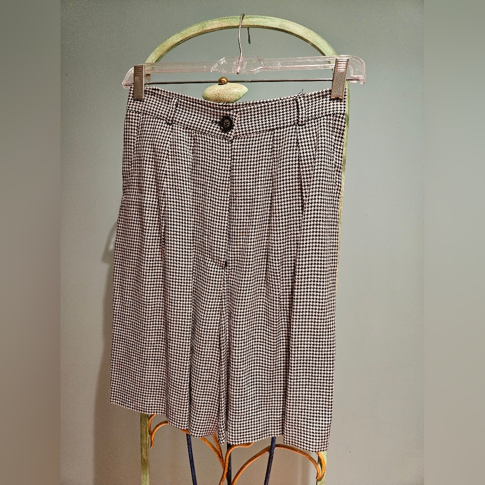 Ann Taylor 90s Dress Shorts Rayon Houndstooth